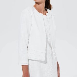 Karl Lagerfeld White Cropped Tweed Jacket